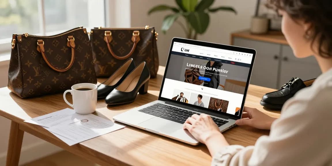 Browsing 레플리카 사이트 for luxury replicas in a cozy e-commerce setting.