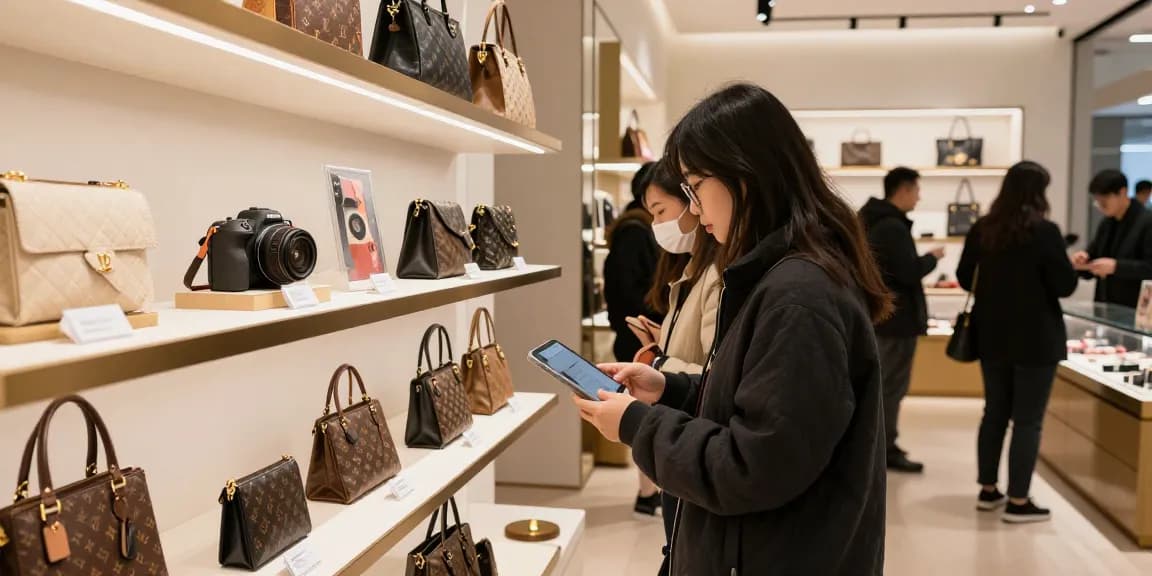 High-quality 레플리카 products in an elegant shopping environment, showcasing customer engagement and luxury.