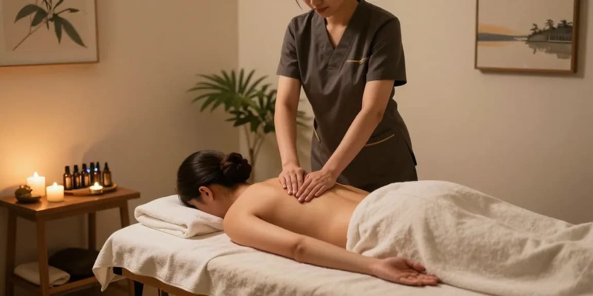Therapist performing 대구스웨디시 massage in a tranquil spa setting.