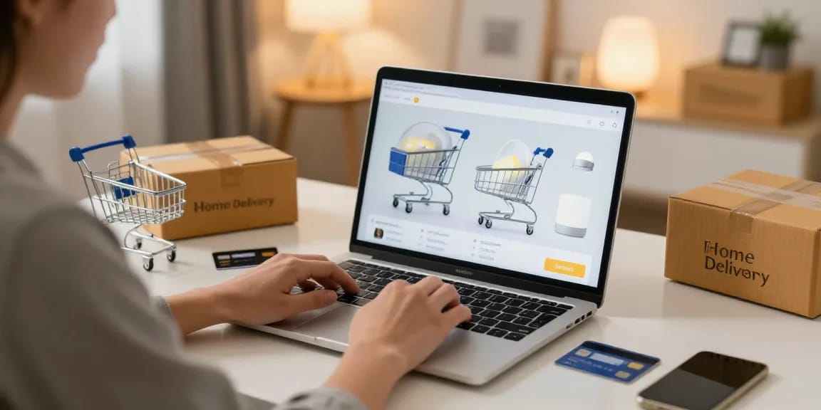 Lustre led online shopping scene showcasing best deals and products.