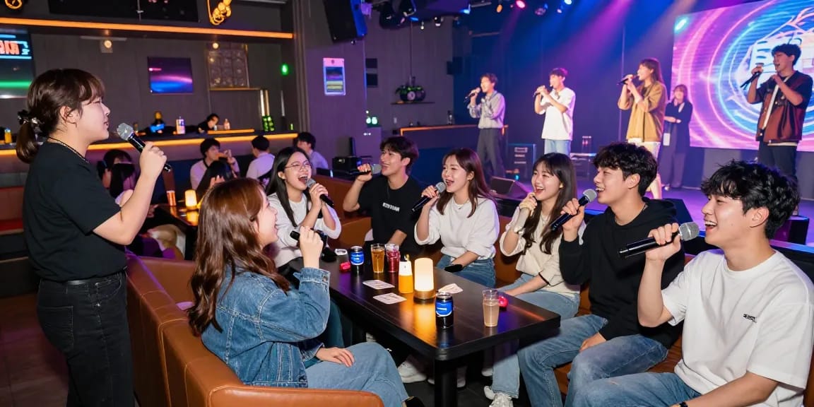 인천쓰리노에서 즐거운 시간을 보내는 친구들, 노래와 함께하는 활기찬 분위기