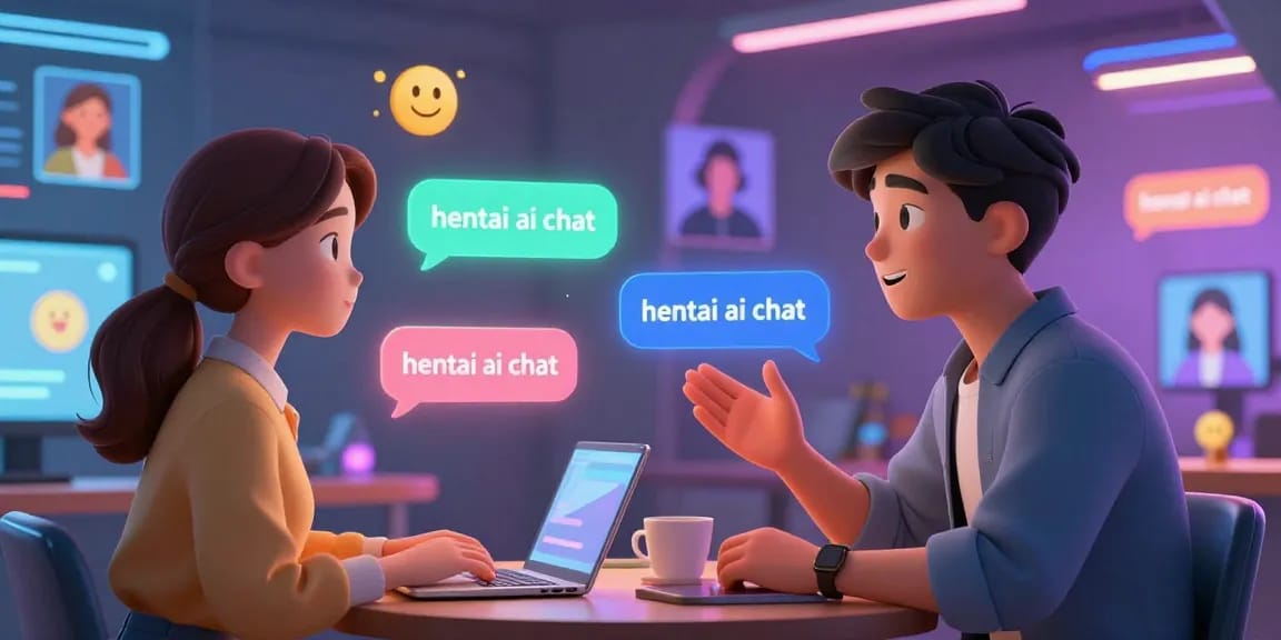 Engaging in a hentai ai chat within a futuristic virtual landscape with animated avatars