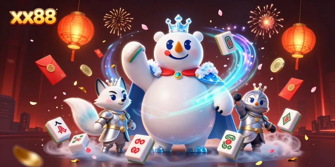 Experience exciting games at xx88 casino with a vibrant 3D illustration depicting festive elements.