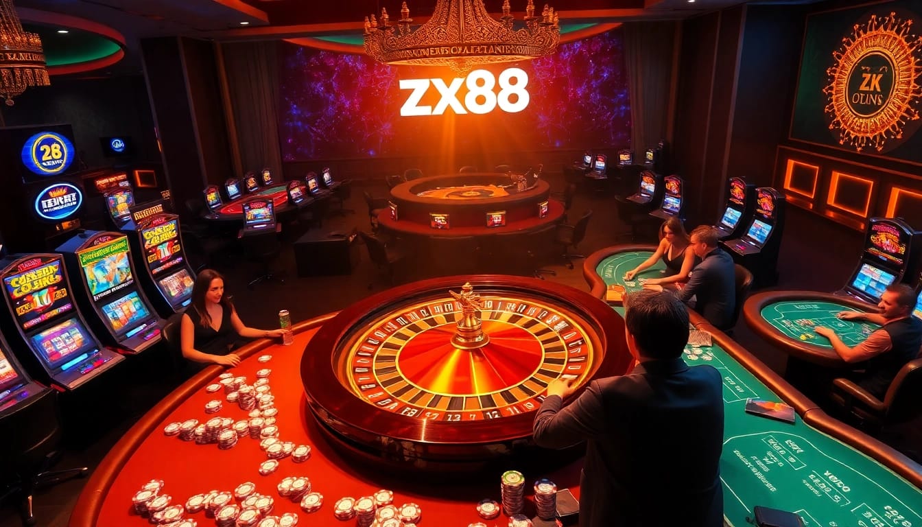 Experience the thrill of live gambling at zx88 com with luxurious tables and vibrant slot machines.