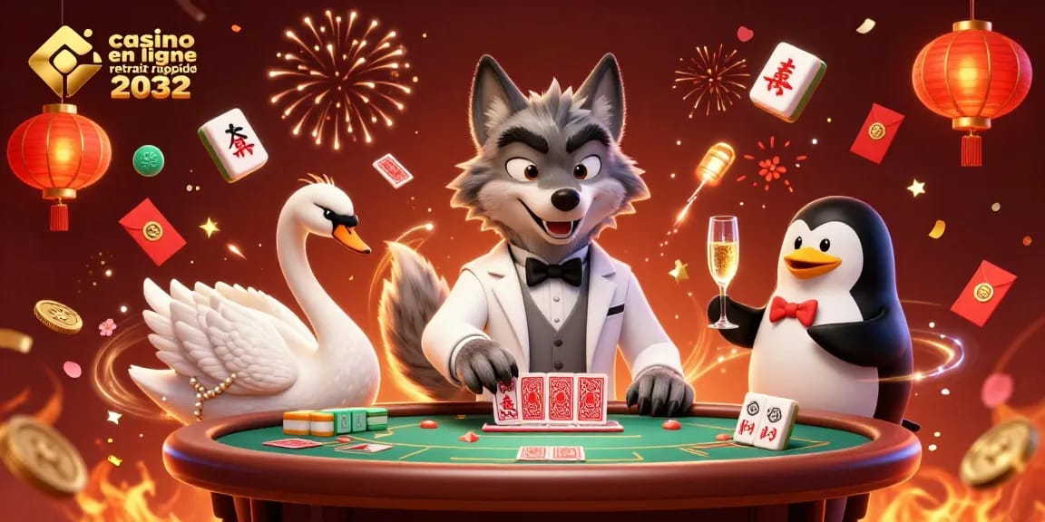 Jouez sur le casino en ligne retrait rapide 2032 avec des invités animés autour d'une table de baccarat.