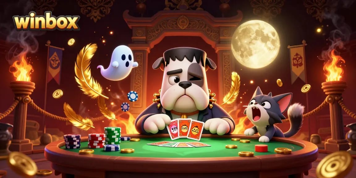 Winbox monster delights players with card dealing at a spooky casino table in Malaysia