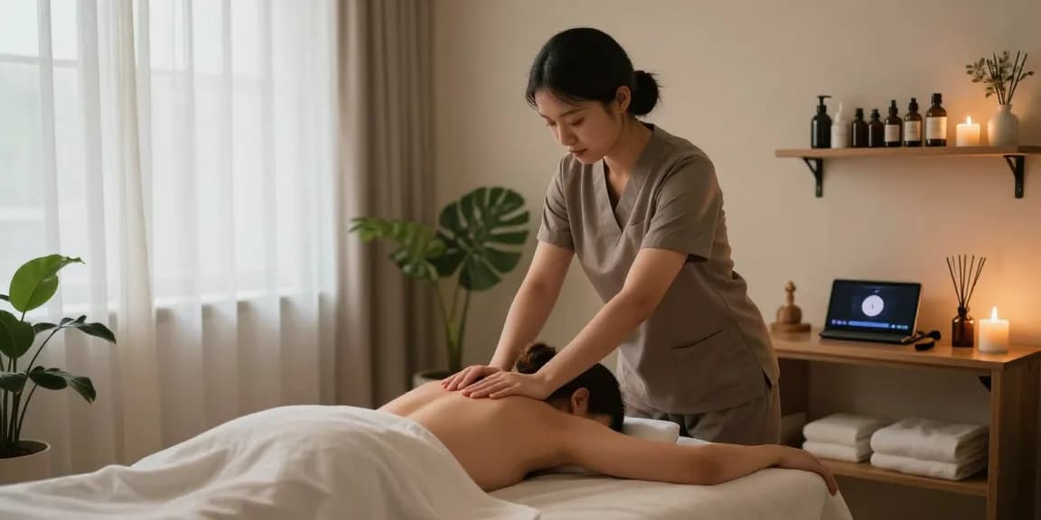 Soothing 1인샵 massage session showing therapist and relaxing environment.
