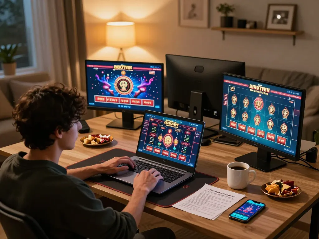 Experience thrilling online gaming at lc88 with immersive home gaming setups, showcasing player engagement