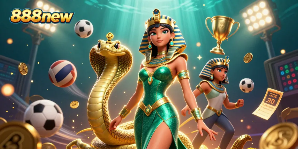 Join the excitement of 888new's vibrant casino experience with a dynamic sports-themed illustration.