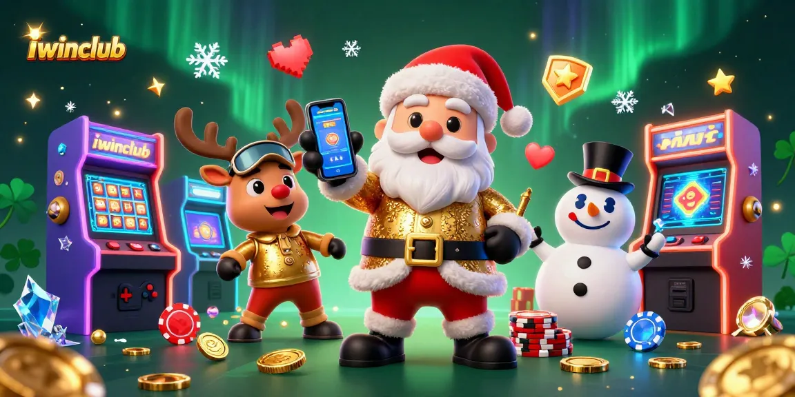 Join the festive fun at iwinclub with Santa, a reindeer dealer, and a poker chip snowman in a vibrant casino