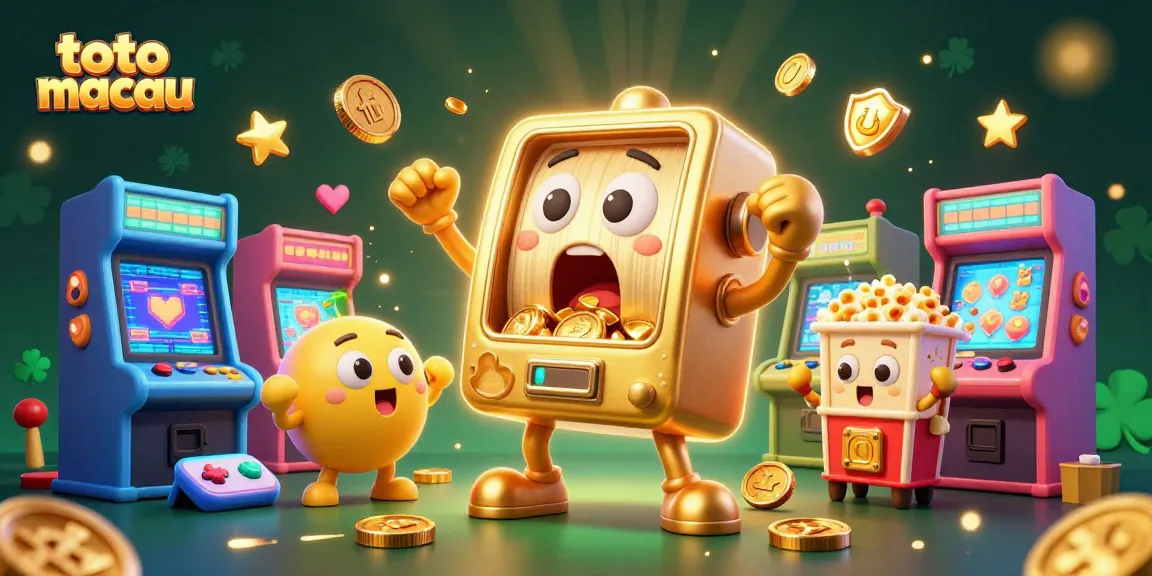 Jackpot celebration featuring the golden slot machine and cheering baby machines at toto macau