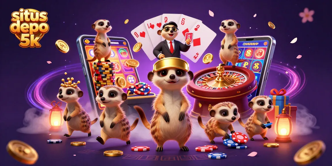 Memainkan situs depo 5k dengan slot gacor, menunjukkan karakter meerkat dalam permainan kasinonya.
