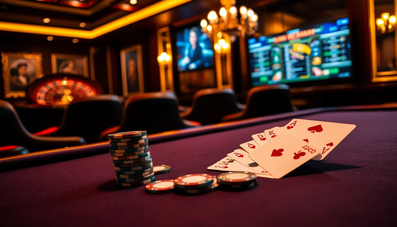 Engaging poker table scene showcasing luck8 esq with vibrant chips and elegant cards.