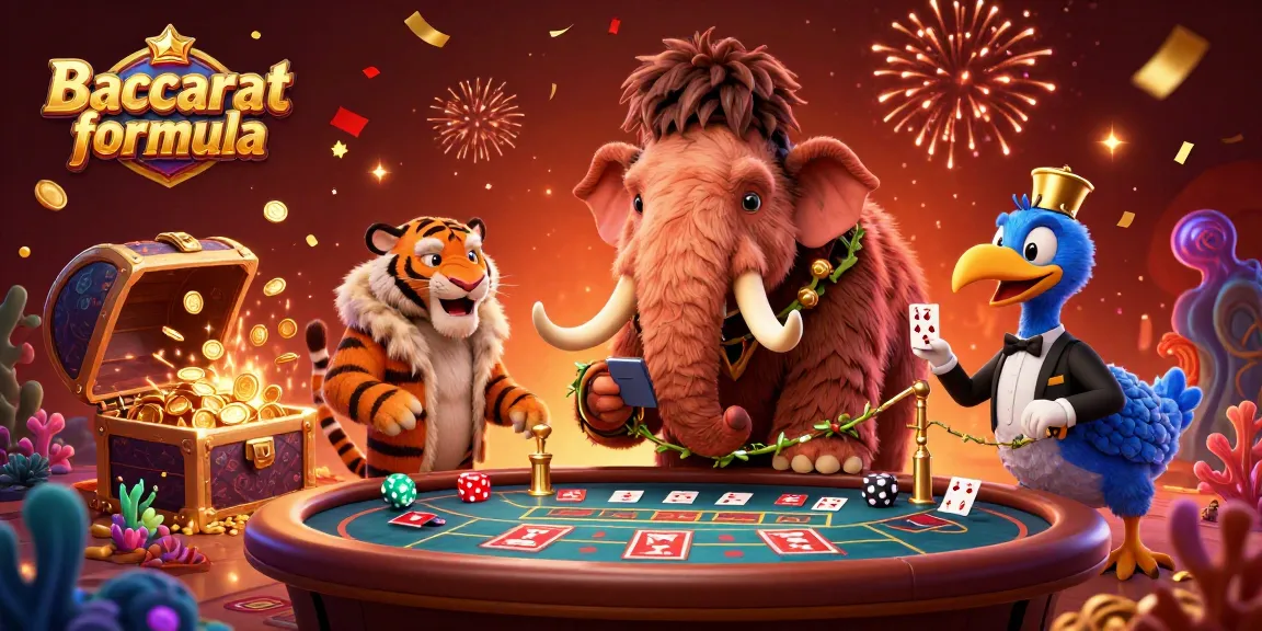Join the Baccarat formula excitement with vibrant casino characters and dynamic gaming elements.