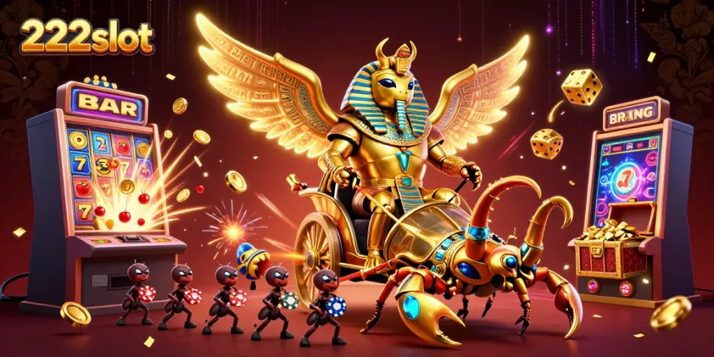 Slot jackpot 222slot meledak dengan simbol keberuntungan dan karakter 3D yang menakjubkan.