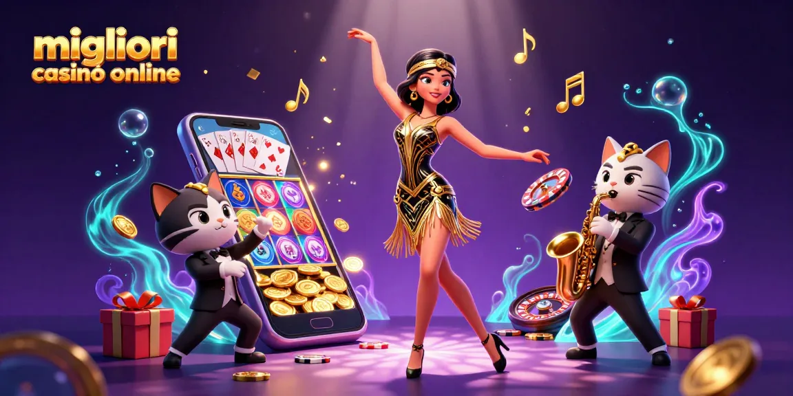 Vivi l'emozione dei migliori casinò online con una scena di casinò 3D vibrante, che presenta personaggi e giochi coinvolgenti.