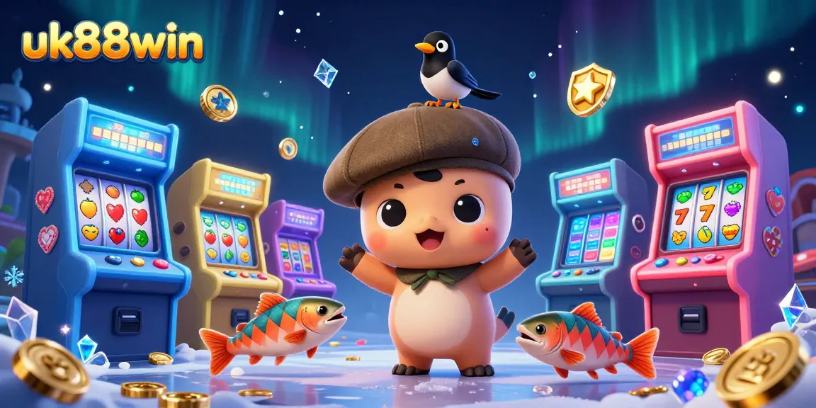 Engage with uk88win's vibrant casino gaming scene featuring playful Nessie, slot elements, and dynamic visuals.