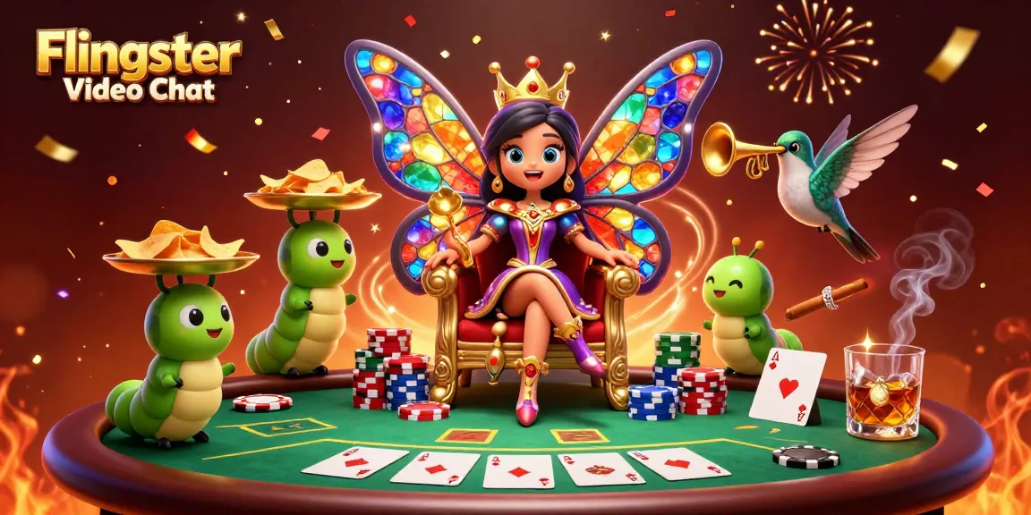 Engage in exciting Flingster Video Chat with vibrant poker elements and dynamic characters.