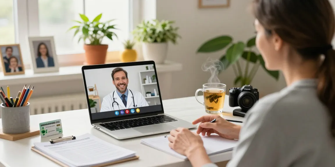 Consultation for an MMJ card online in a cozy home office, highlighting telemedicine convenience.