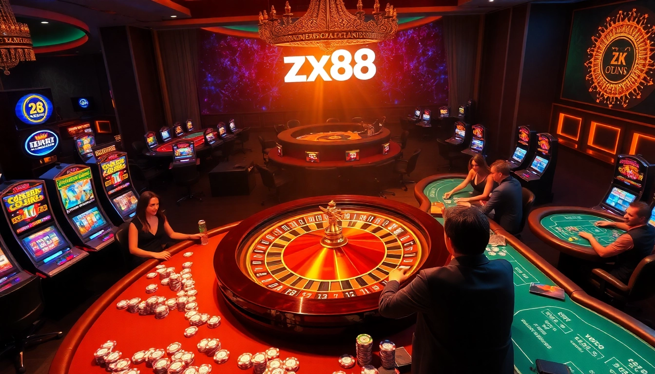Experience the thrill of live gambling at zx88 com with luxurious tables and vibrant slot machines.