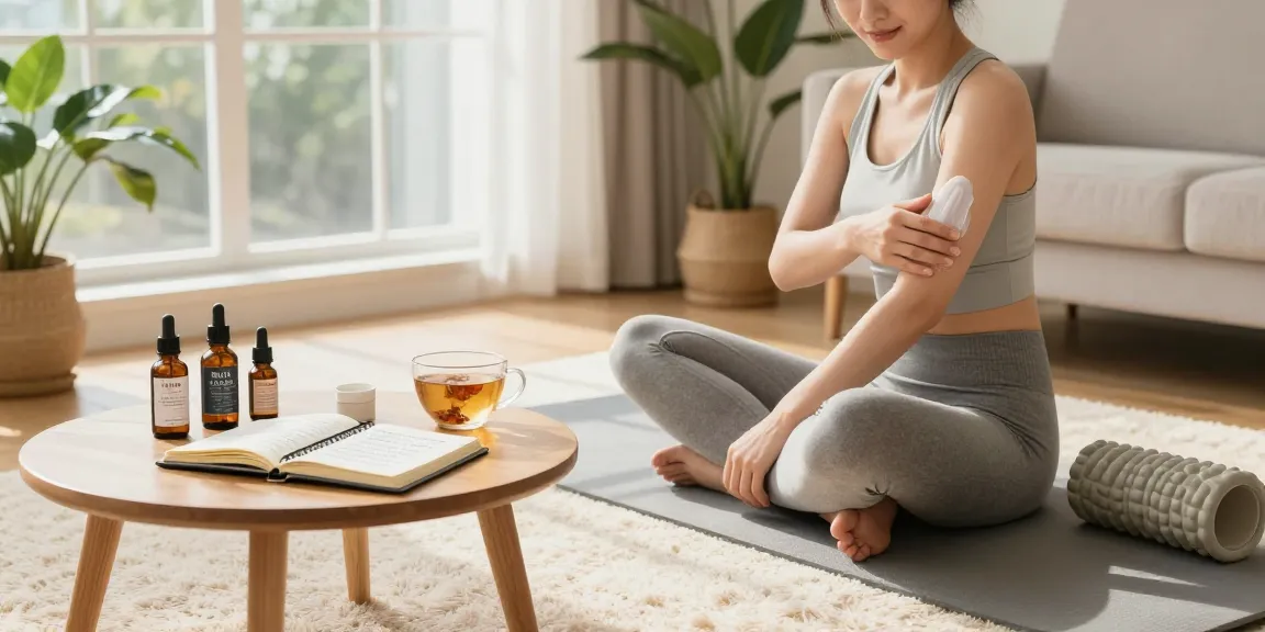 Relaxed individual using muha med CBD oil and topical cream in a peaceful living room for natural wellness recovery.