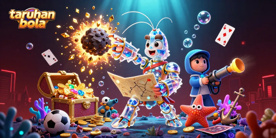 Engage in taruhan bola with vibrant characters and explosive gold gems in an exciting 3D underwater scene.