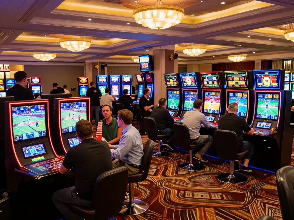 Engaging sport betting scene at keonhacai casino floor filled with excitement and live action