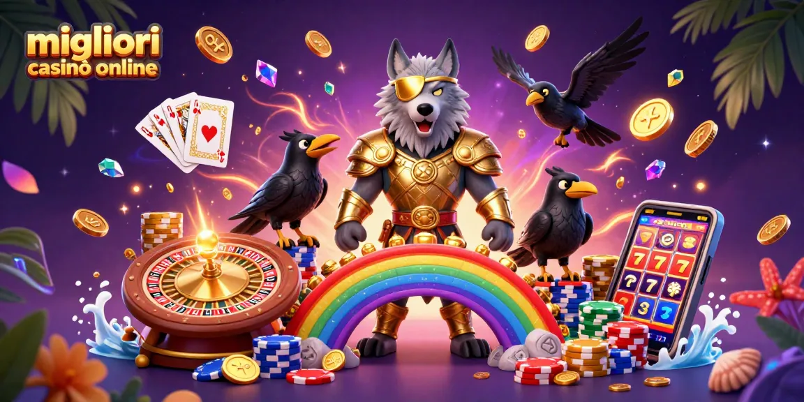 Vivi l'emozione dei migliori casinò online con Odin e i suoi corvi in una scena magica di casinò.