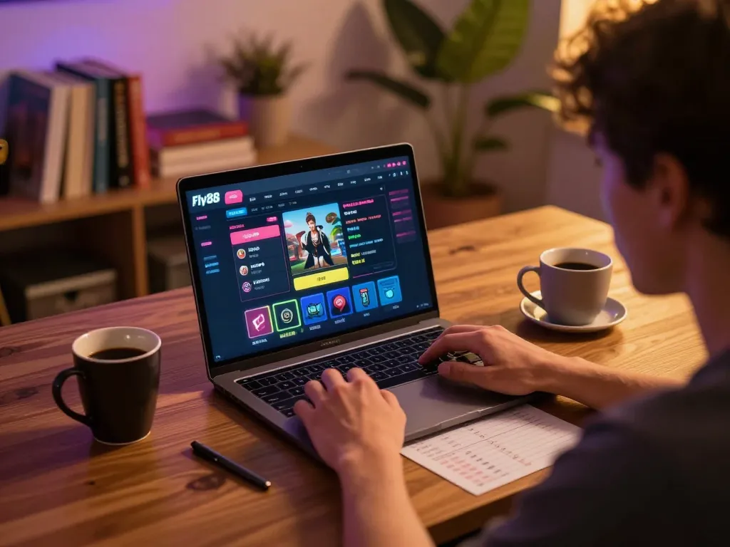 Experience exciting gameplay with fly88 at home, strategic notes and a cozy gaming setup.