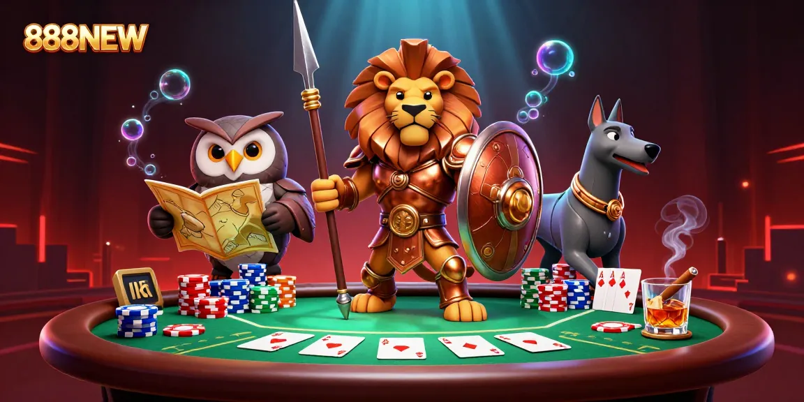 Experience thrilling gameplay at 888NEW with a vibrant poker scene featuring strategic characters.