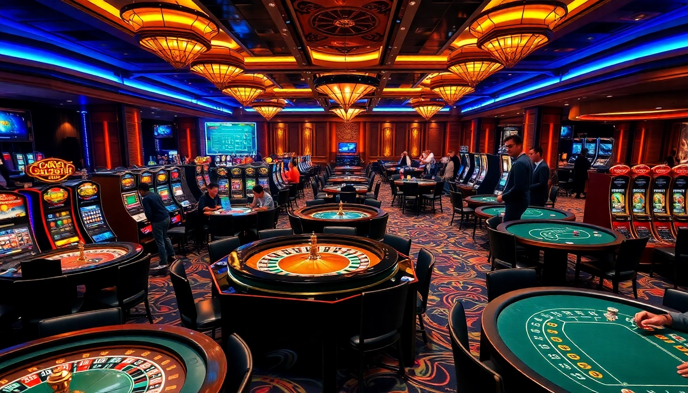 Engaged players enjoying diverse games at nhà cái nn88 on a vibrant casino floor.