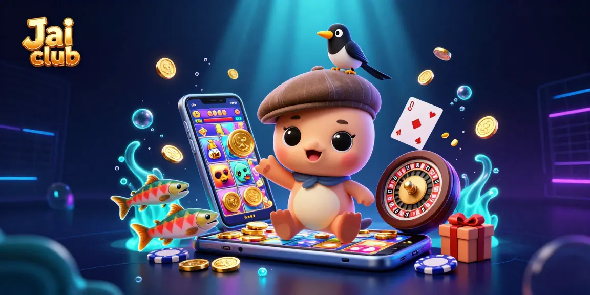Play exciting games on Jai club and enjoy vibrant rewards amidst a lively casino-themed scene.