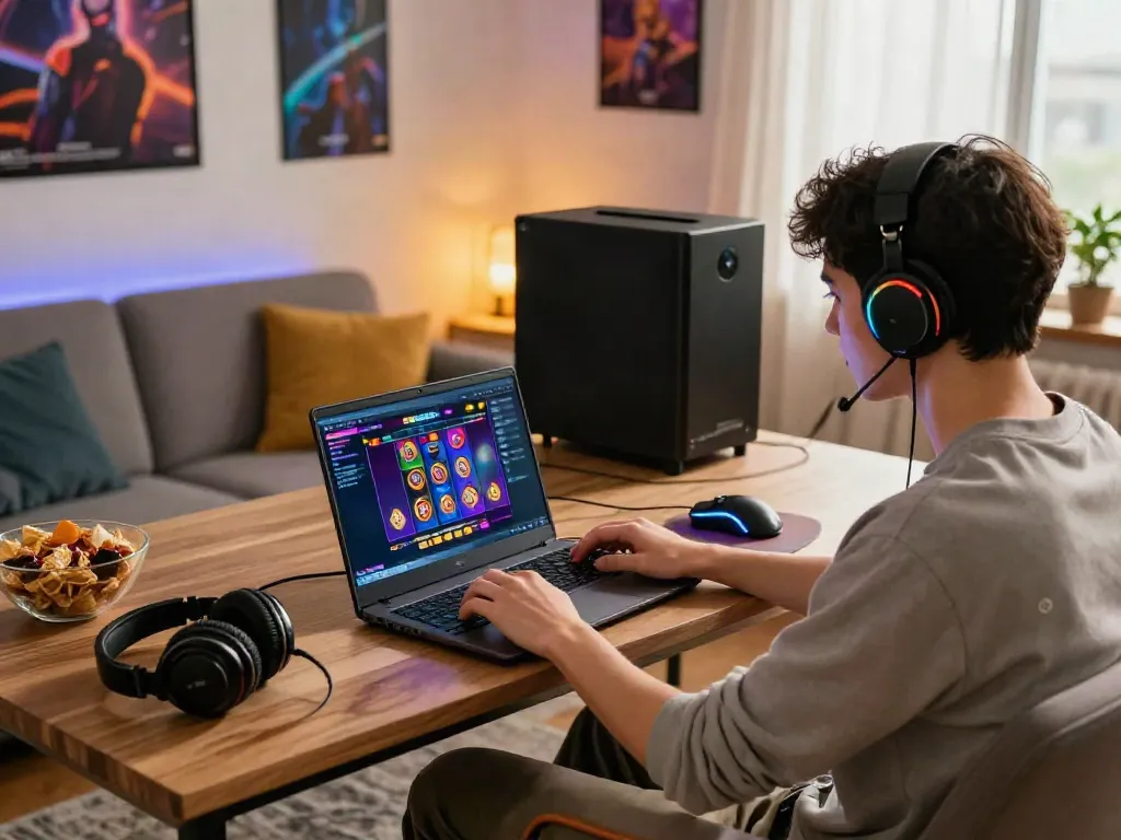 Engaged player enjoying slot88 gaming experience at home