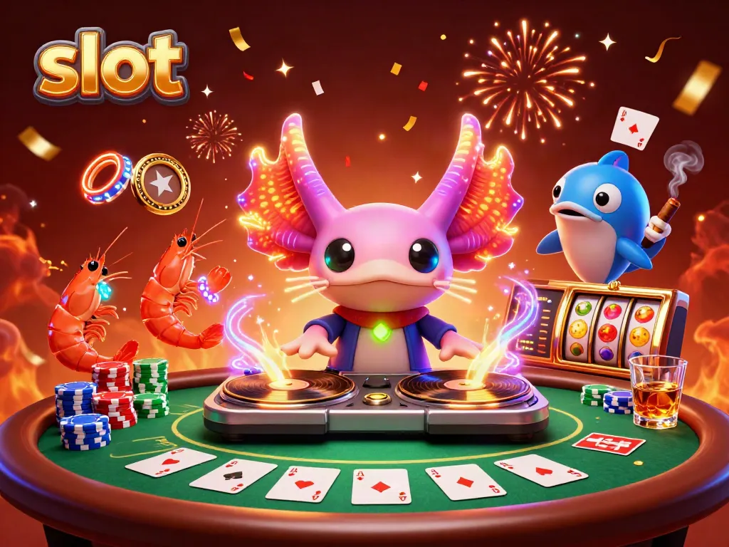 Experience thrilling slots with a vibrant axolotl DJ and animated marine life.