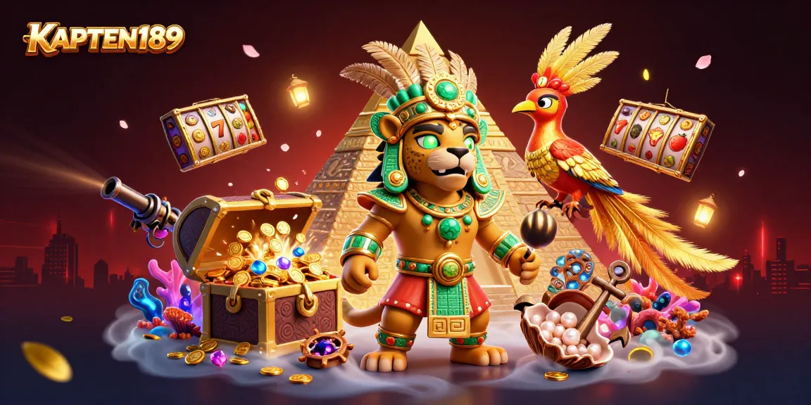 KAPTEN189 memberikan pengalaman permainan slot yang seru dengan ilustrasi penuh warna dan detail.