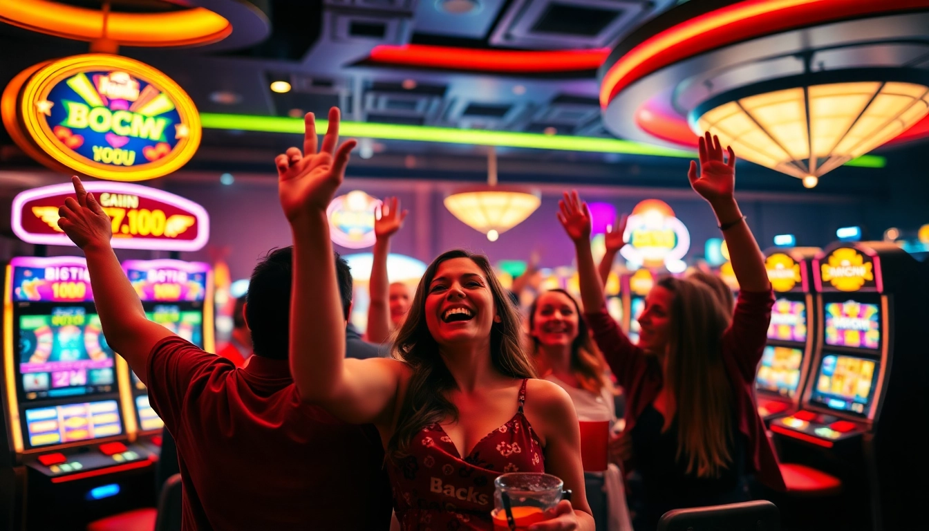 Memenangkan Slot Deposit 5k dengan teman di kasino mewah.