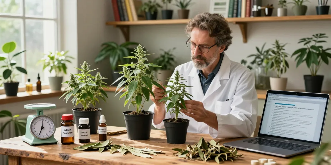 Salvia Divinorum For Sale in a serene indoor gardening scene with botanist examining plants and extracts.