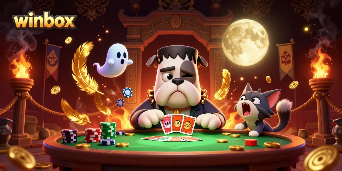 Winbox monster delights players with card dealing at a spooky casino table in Malaysia