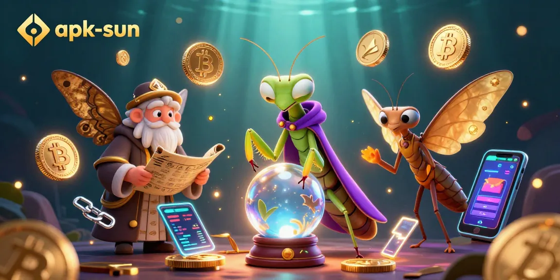 Take a chance with apk-sun while betting with Bitcoin and Ethereum elements surrounding animated characters.