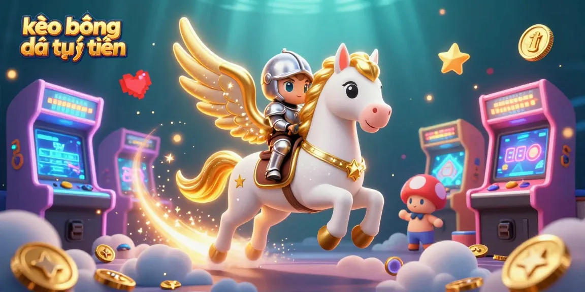 Experience kèo bóng đá trực tuyến with the dynamic visuals of a 3D celestial horse and vibrant casino game elements.