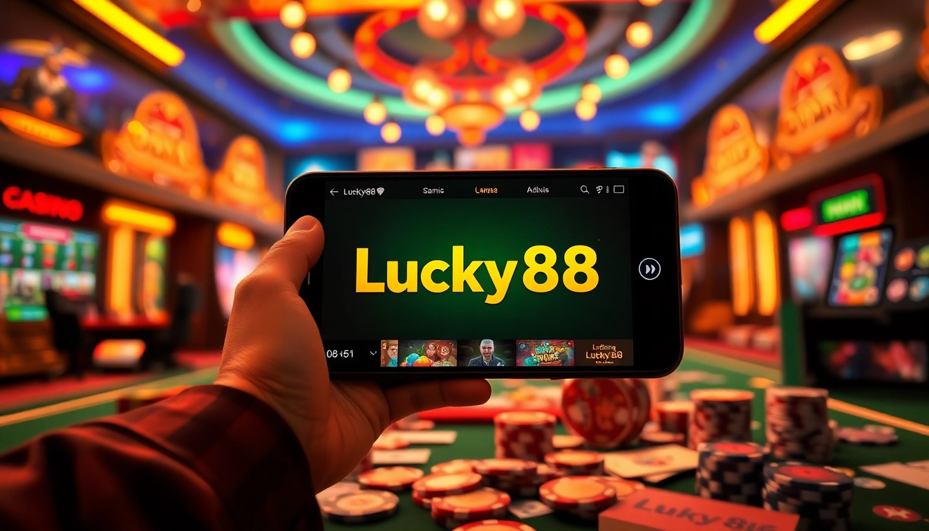 Exciting Lucky88 online gambling platform interface showcasing diverse games and vibrant atmosphere.