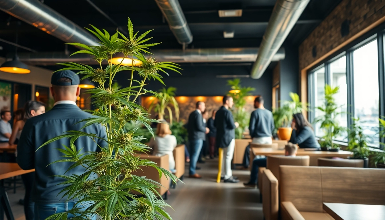 Kreative Zusammenkunft im cannabis club hamburg mit bunten Pflanzen und entspannten Mitgliedern.