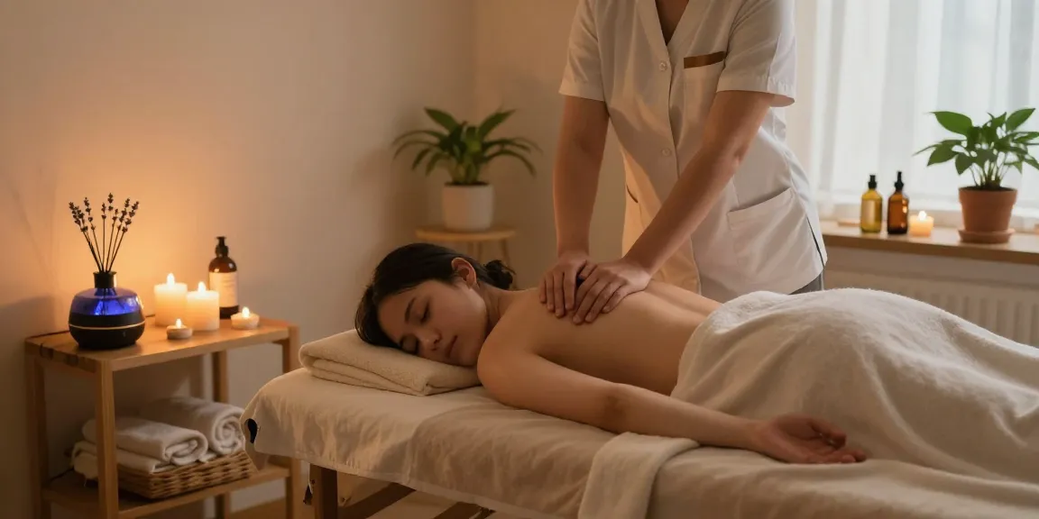 1인샵 마사지 테라피 공간에서 아늑한 분위기 속의 마사지 장면