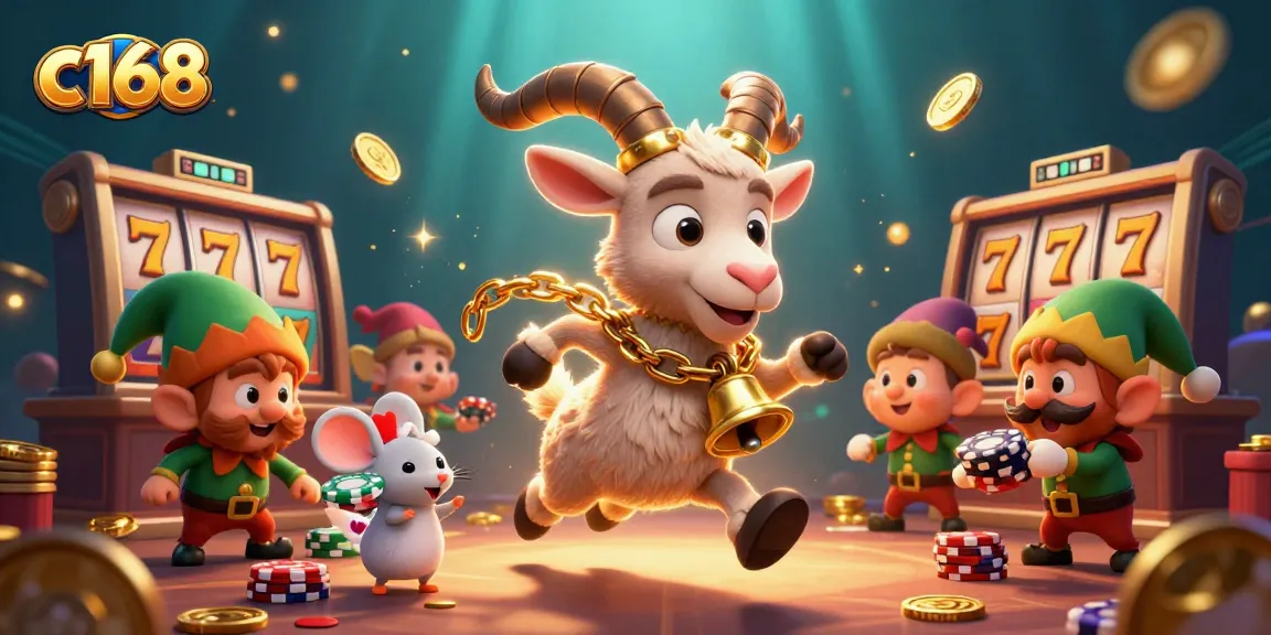 Engage in thrilling casino action at c168 with Krampus and playful gremlins in a festive scene.