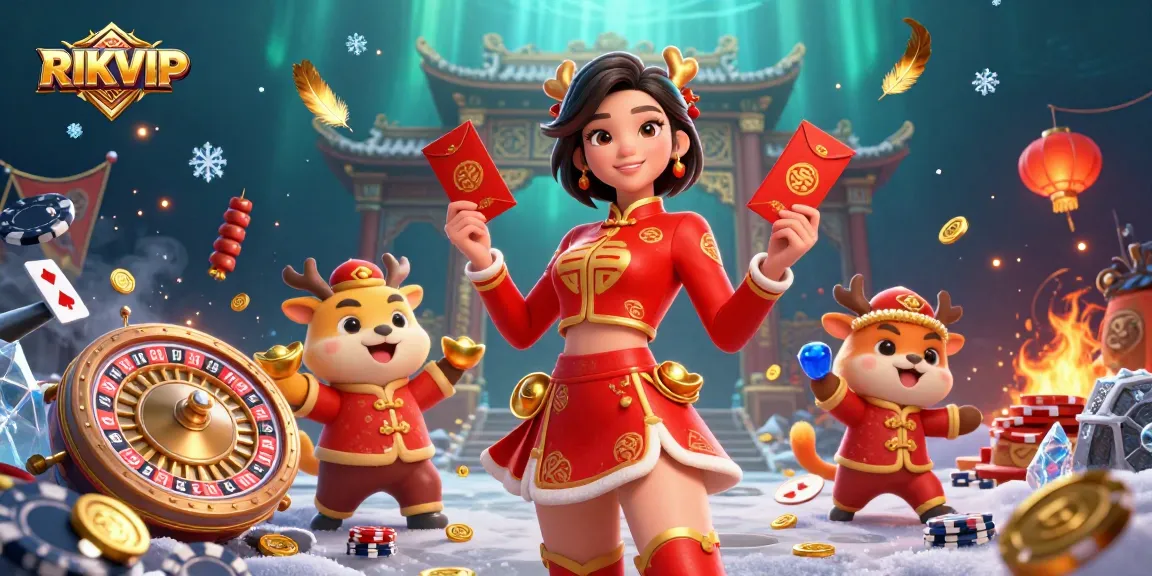 Join the excitement at RIKVIP with vibrant Lunar New Year celebration elements and casino games.