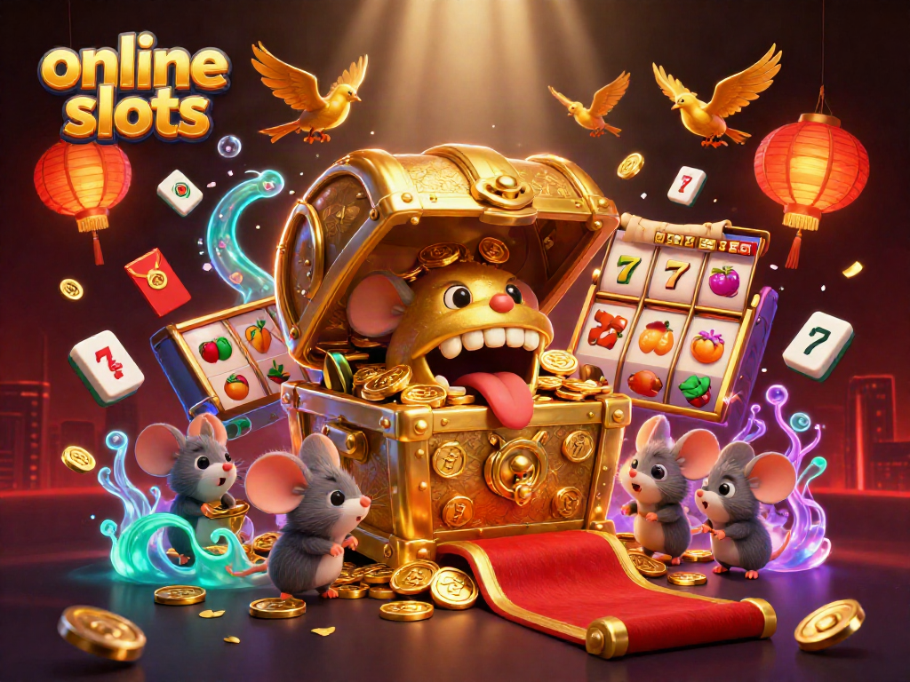 Engage with exciting online slots showcasing a treasure chest and dynamic gaming elements.