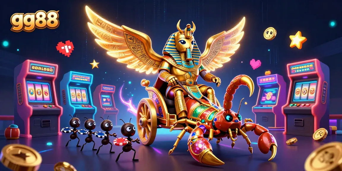 Experience the dynamic world of gg88 with a vibrant 3D casino illustration featuring colorful game elements.