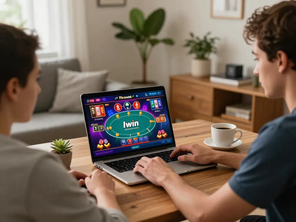 llwin player enjoying online casino gaming experience on laptop at home