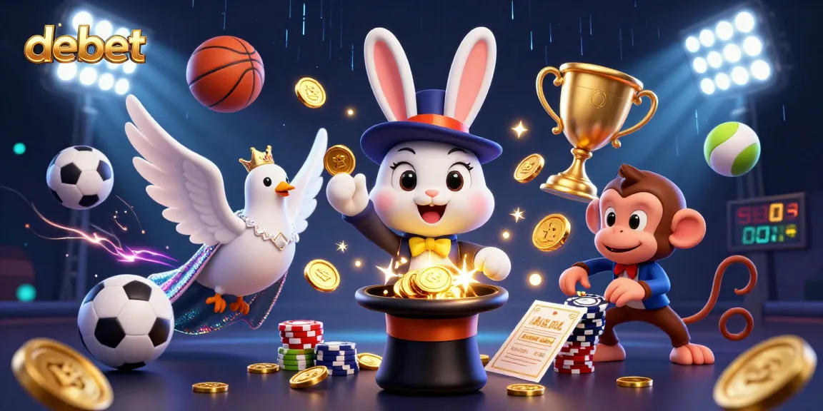Experience the thrill of debet with a vibrant 3D scene of gambling excitement featuring magical elements.