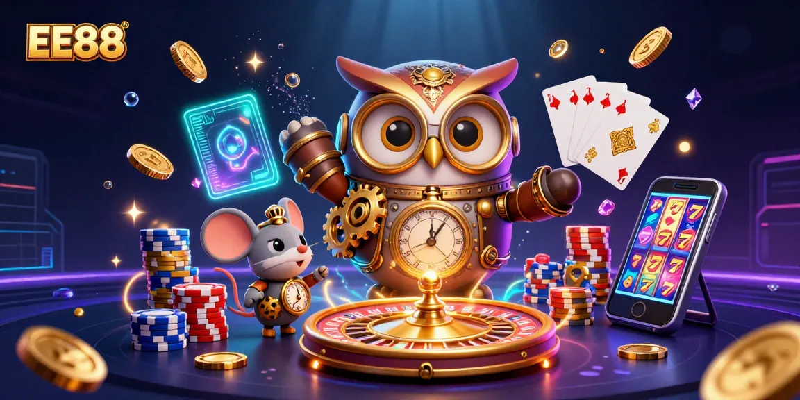 Play thrilling casino games and discover EE88's vibrant 3D illustration showcasing an engaging casino experience.